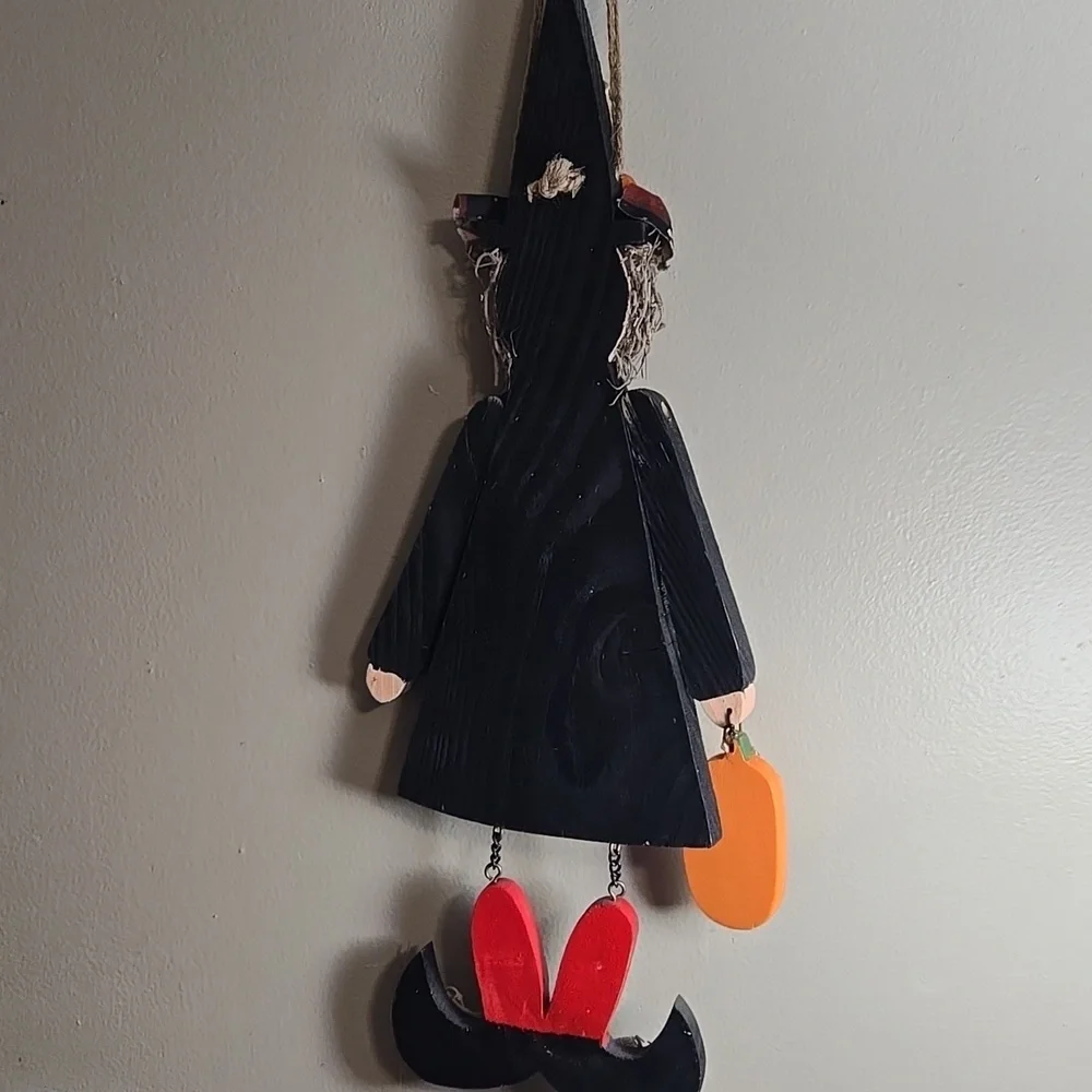 Handcrafted Halloween Witch Wall Hanging 16 Inches